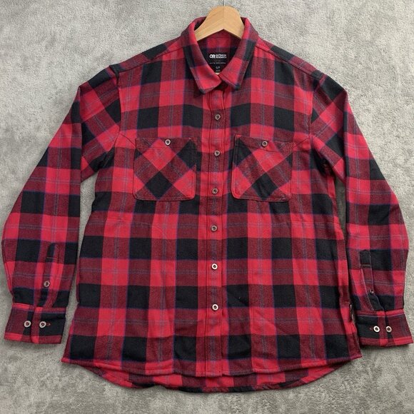 Outdoor Research Feedback Flannel Shirt Women Small Red Plaid Button Up Outdoor - Picture 1 of 9